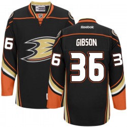 Adult Authentic Anaheim Ducks John Gibson Black Team Color Official Reebok Jersey
