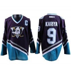 Adult Authentic Anaheim Ducks Paul Kariya Purple /Turquoise Throwback Official CCM Jersey