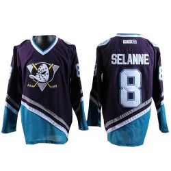 Adult Authentic Anaheim Ducks Teemu Selanne Purple /Turquoise Throwback Official CCM Jersey
