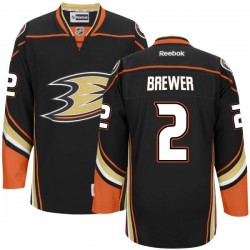 Adult Authentic Anaheim Ducks Eric Brewer Black Team Color Official Reebok Jersey