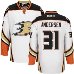 Adult Authentic Anaheim Ducks Frederik Andersen White Away Official Reebok Jersey