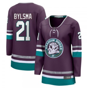 Women's Premier Anaheim Ducks Dan Bylsma Purple 30th Anniversary Breakaway Official Fanatics Branded Jersey