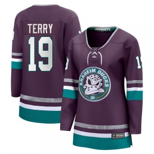 Women's Premier Anaheim Ducks Troy Terry Purple 30th Anniversary Breakaway Official Fanatics Branded Jersey