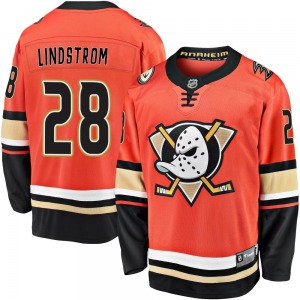 Adult Premier Anaheim Ducks Gustav Lindstrom Orange Breakaway 2019/20 Alternate Official Fanatics Branded Jersey