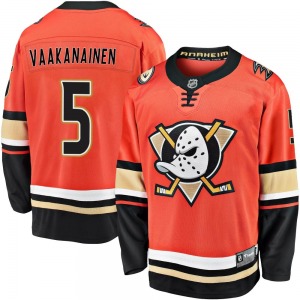 Adult Premier Anaheim Ducks Urho Vaakanainen Orange Breakaway 2019/20 Alternate Official Fanatics Branded Jersey