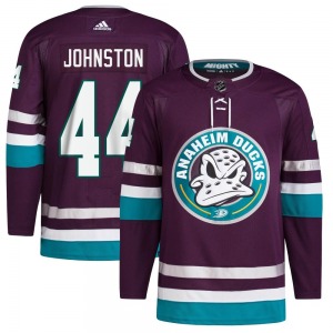 Adult Authentic Anaheim Ducks Ross Johnston Purple 30th Anniversary Primegreen Official Adidas Jersey