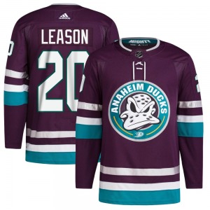 Adult Authentic Anaheim Ducks Brett Leason Purple 30th Anniversary Primegreen Official Adidas Jersey