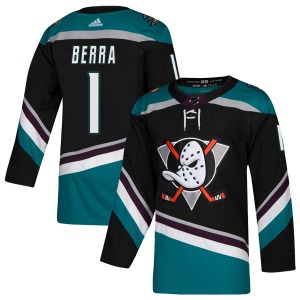 Youth Authentic Anaheim Ducks Reto Berra Black Teal Alternate Official Adidas Jersey
