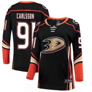Women's Breakaway Anaheim Ducks Leo Carlsson Black Home Official Fanatics Branded Jersey