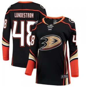 Women's Breakaway Anaheim Ducks Isac Lundestrom Black ized Home Official Fanatics Branded Jersey