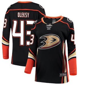 Women's Breakaway Anaheim Ducks Steven Oleksy Black Home Official Fanatics Branded Jersey