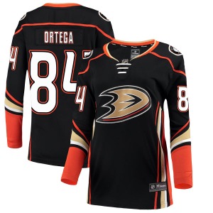 Women's Authentic Anaheim Ducks Austin Ortega Black Home Official Fanatics Branded Jersey