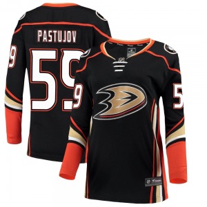 Women's Breakaway Anaheim Ducks Sasha Pastujov Black Home Official Fanatics Branded Jersey