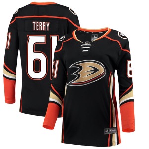 Women's Authentic Anaheim Ducks Troy Terry Black Home Official Fanatics Branded Jersey