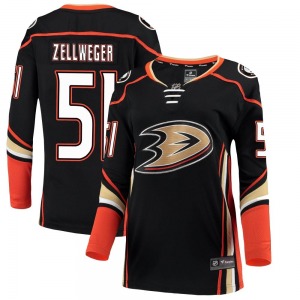 Women's Breakaway Anaheim Ducks Olen Zellweger Black Home Official Fanatics Branded Jersey