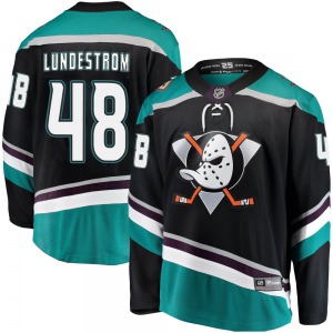 Adult Breakaway Anaheim Ducks Isac Lundestrom Black ized Alternate Official Fanatics Branded Jersey