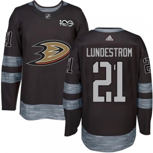 Youth Authentic Anaheim Ducks Isac Lundestrom Black 1917-2017 100th Anniversary Official Jersey