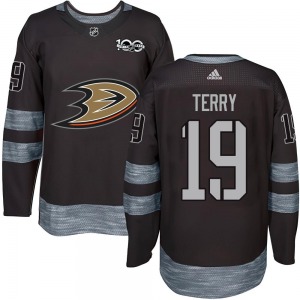 Youth Authentic Anaheim Ducks Troy Terry Black 1917-2017 100th Anniversary Official Jersey