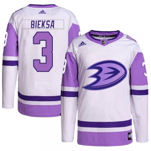 Adult Authentic Anaheim Ducks Kevin Bieksa White/Purple Hockey Fights Cancer Primegreen Official Adidas Jersey