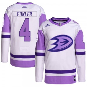 Adult Authentic Anaheim Ducks Cam Fowler White/Purple Hockey Fights Cancer Primegreen Official Adidas Jersey