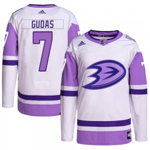 Adult Authentic Anaheim Ducks Radko Gudas White/Purple Hockey Fights Cancer Primegreen Official Adidas Jersey