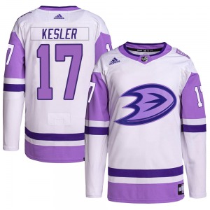Adult Authentic Anaheim Ducks Ryan Kesler White/Purple Hockey Fights Cancer Primegreen Official Adidas Jersey