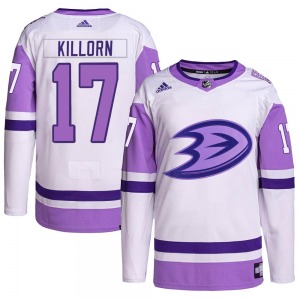 Adult Authentic Anaheim Ducks Alex Killorn White/Purple Hockey Fights Cancer Primegreen Official Adidas Jersey