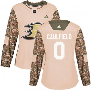 Women's Authentic Anaheim Ducks Judd Caulfield Camo Veterans Day Practice Official Adidas Jersey