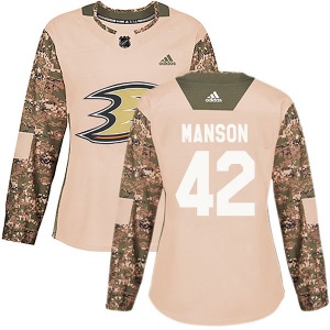 Women's Authentic Anaheim Ducks Josh Manson Camo Veterans Day Practice Official Adidas Jersey