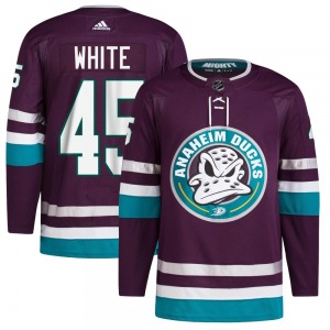 Youth Authentic Anaheim Ducks Colton White White Purple Purple 30th Anniversary Primegreen Official Adidas Jersey