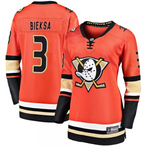 Women's Premier Anaheim Ducks Kevin Bieksa Orange Breakaway 2019/20 Alternate Official Fanatics Branded Jersey
