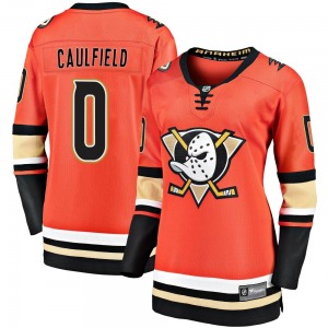 Women's Premier Anaheim Ducks Judd Caulfield Orange Breakaway 2019/20 Alternate Official Fanatics Branded Jersey