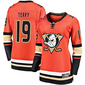 Women's Premier Anaheim Ducks Troy Terry Orange Breakaway 2019/20 Alternate Official Fanatics Branded Jersey
