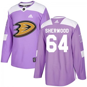 Youth Authentic Anaheim Ducks Kiefer Sherwood Purple Fights Cancer Practice Official Adidas Jersey