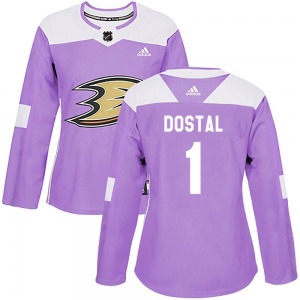 Women's Authentic Anaheim Ducks Lukas Dostal Purple Fights Cancer Practice Official Adidas Jersey