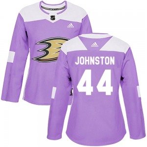 Women's Authentic Anaheim Ducks Ross Johnston Purple Fights Cancer Practice Official Adidas Jersey