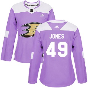Women's Authentic Anaheim Ducks Max Jones Purple Fights Cancer Practice Official Adidas Jersey