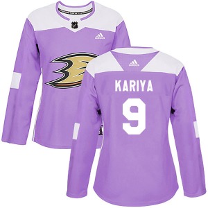 Women's Authentic Anaheim Ducks Paul Kariya Purple Fights Cancer Practice Official Adidas Jersey