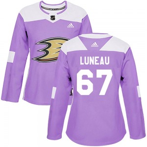 Women's Authentic Anaheim Ducks Tristan Luneau Purple Fights Cancer Practice Official Adidas Jersey