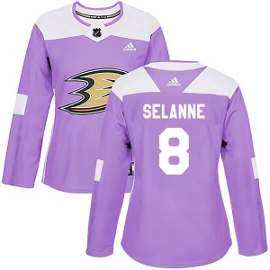 Women's Authentic Anaheim Ducks Teemu Selanne Purple Fights Cancer Practice Official Adidas Jersey