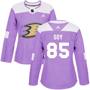 Women's Authentic Anaheim Ducks Tyler Soy Purple Fights Cancer Practice Official Adidas Jersey