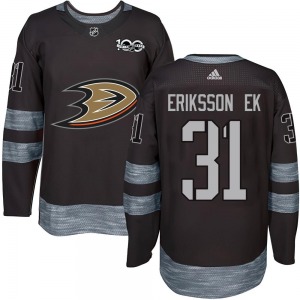 Adult Authentic Anaheim Ducks Olle Eriksson Ek Black 1917-2017 100th Anniversary Official Jersey