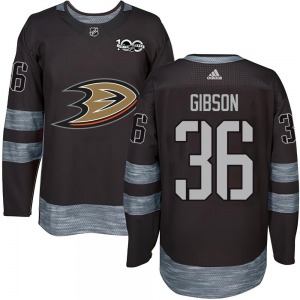 Adult Authentic Anaheim Ducks John Gibson Black 1917-2017 100th Anniversary Official Jersey