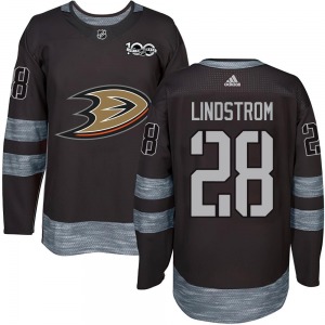 Adult Authentic Anaheim Ducks Gustav Lindstrom Black 1917-2017 100th Anniversary Official Jersey