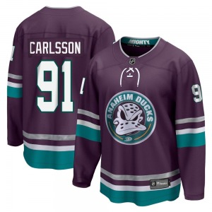 Adult Premier Anaheim Ducks Leo Carlsson Purple 30th Anniversary Breakaway Official Fanatics Branded Jersey