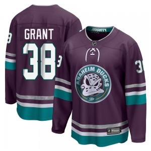Adult Premier Anaheim Ducks Derek Grant Purple 30th Anniversary Breakaway Official Fanatics Branded Jersey
