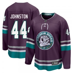 Adult Premier Anaheim Ducks Ross Johnston Purple 30th Anniversary Breakaway Official Fanatics Branded Jersey