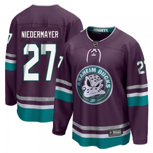 Adult Premier Anaheim Ducks Scott Niedermayer Purple 30th Anniversary Breakaway Official Fanatics Branded Jersey