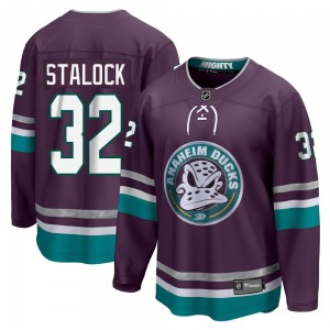 Adult Premier Anaheim Ducks Alex Stalock Purple 30th Anniversary Breakaway Official Fanatics Branded Jersey