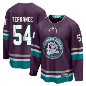 Adult Premier Anaheim Ducks Carey Terrance Purple 30th Anniversary Breakaway Official Fanatics Branded Jersey